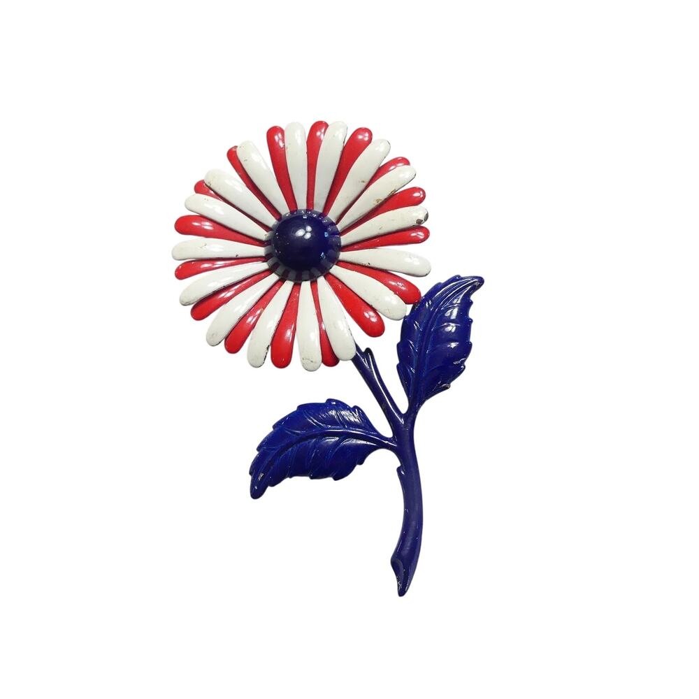 Vintage 1960's Extra Large 4th of July Floral Flower Child Brooch